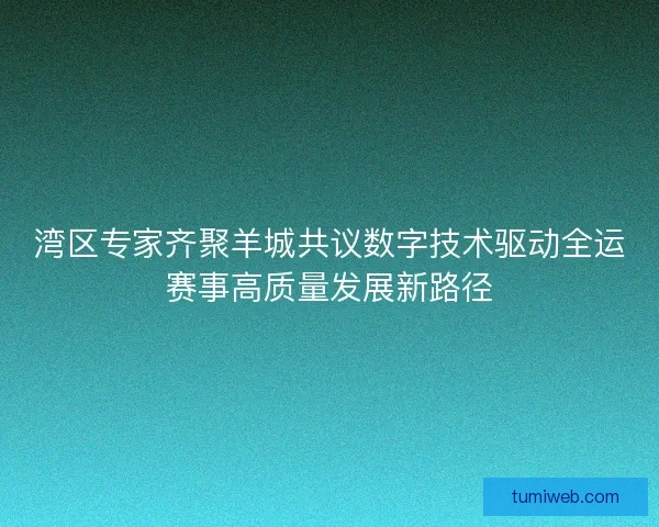 湾区专家齐聚羊城共议数字技术驱动全运赛事高质量发展新路径